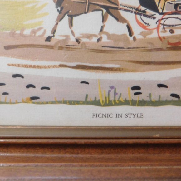 Horse Carriage Lithograph V.A.P. Picnic in Style - Picture 2 of 11